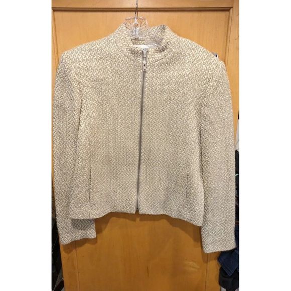 Jones New York   Women Size 6 Full Zip Wool‎ Blend  Long Sleeve Jacket Beige - Picture 1 of 5